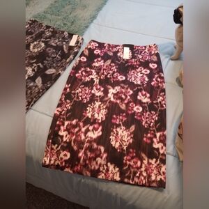 2 Skirts New York & Company Pink and Black Floral Skirs. NWT